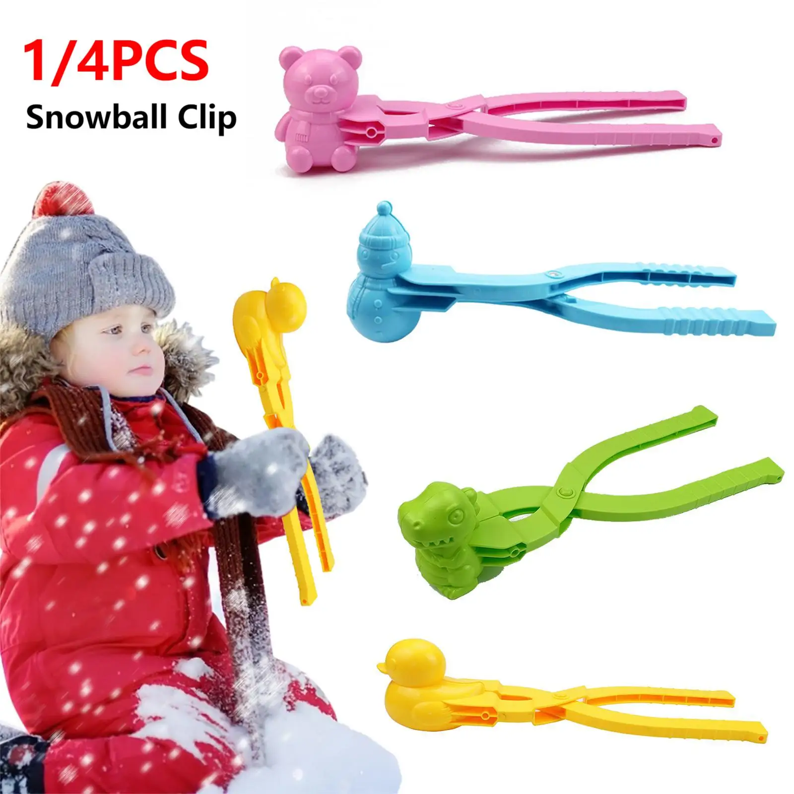 

1/4pcs Snowball Maker Clip Multi-shape Cartoon DIY Snow Balls Clamp Tongs Kids Outdoor Sand Snow Ball Mold Toys Fight Sports Toy