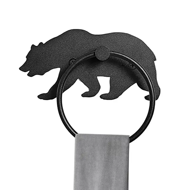 

Hand Towel Holder Wall Mount Bear Hand Towel Ring Bathroom Ring Towel Hanger Matte Black Round Hand Towel Rack Cabin Towel Hook