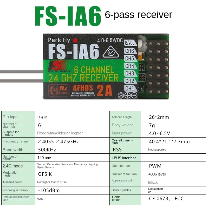 플라이스카이 FS-iA6 FS-iA6B FS-iA10B FS-X6B 수신기 (FS-i6 i6X i6S i10 TH9A 송신기 RC 컨트롤 리모트 부품용)