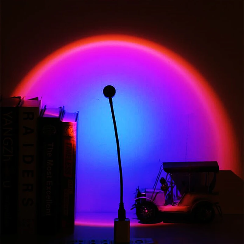 7 Colors Sunset Lamp USB Powered Rainbow Projector Lamp Bedroom Atmosphere Night Light 14 Modes Photography Background Lights potato night light Night Lights