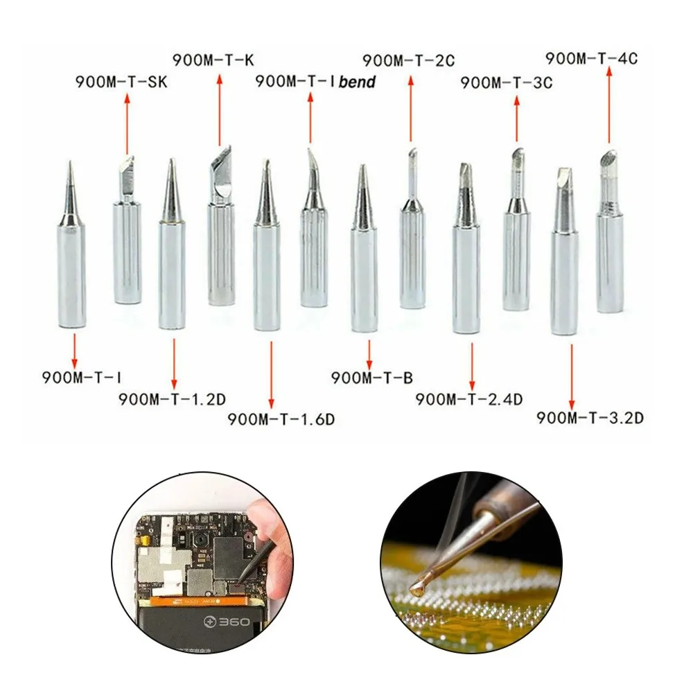 Puntas de soldador de 900M-T, 5 piezas, IS/I/B/K/SK/2.4D/3.2D/1C/2C/3C/4C, sin plomo