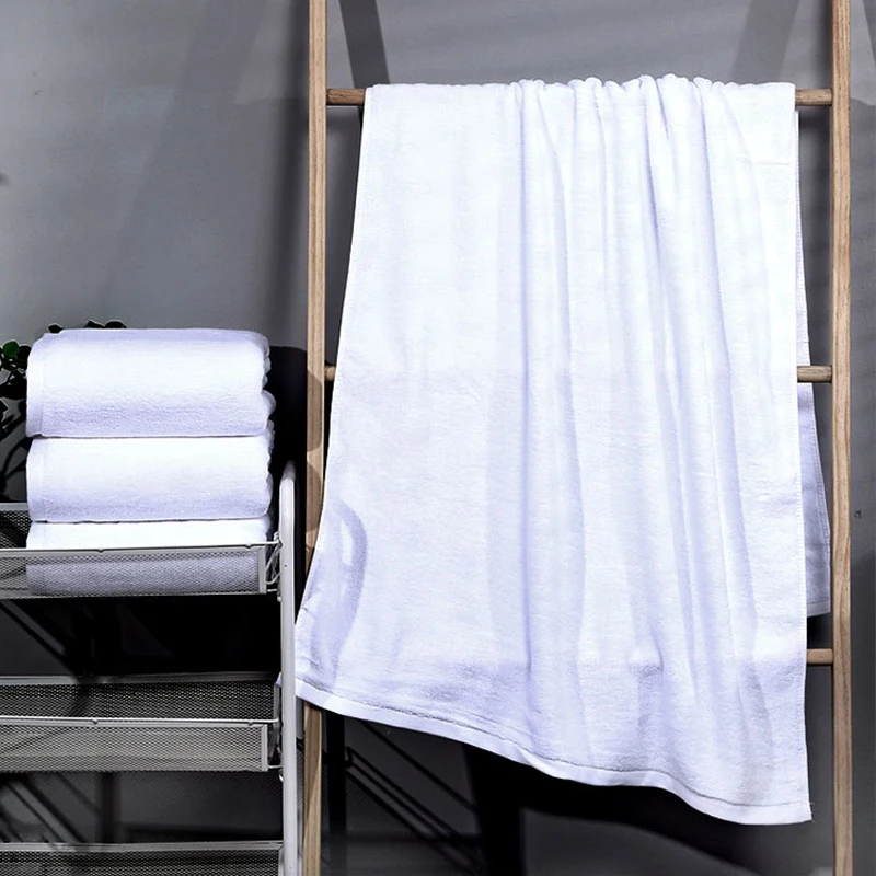 White Bath Towel for Hotel, Large Beach Towel, Absorbent Quick-drying Bathroom Towel, Cotton, Good Quality, 100x200cm