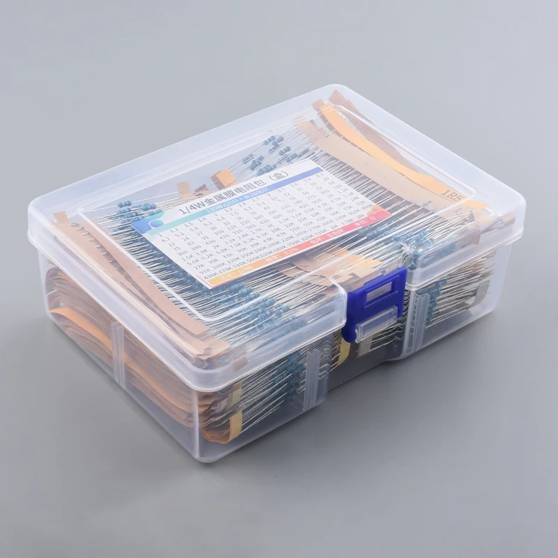 300pcs 600pcs 2600pcs 1% Resistor Set Resistance 1/4W Metal Film Resistors Kit 10Ohm-1M Ohm 30Values Electronic Components Kit