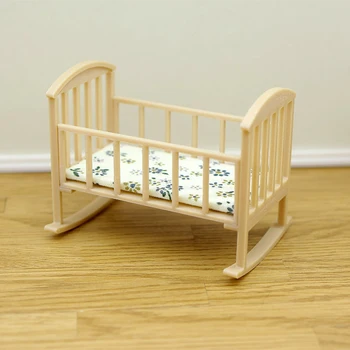 1/12 Mini culla per casa delle bambole Lettino a dondolo Modello di casa delle bambole Simulazione Mobili Decorazione Gioca a giocattoli Accessori per la casa delle bambole