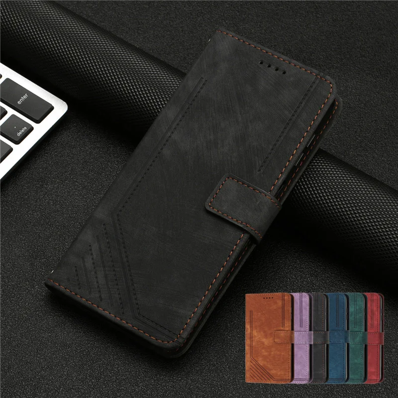 Leather Flip Wallet Case with Magnetic Closure and Protective Design