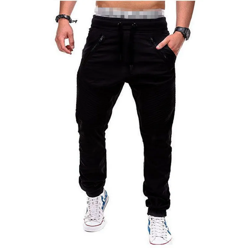 KPOP Fashion Style Harajuku Slim Fit Trousers Loose All Match Cotton Solid Casual Pants Pockets Elasticity Sport Baggy Pants