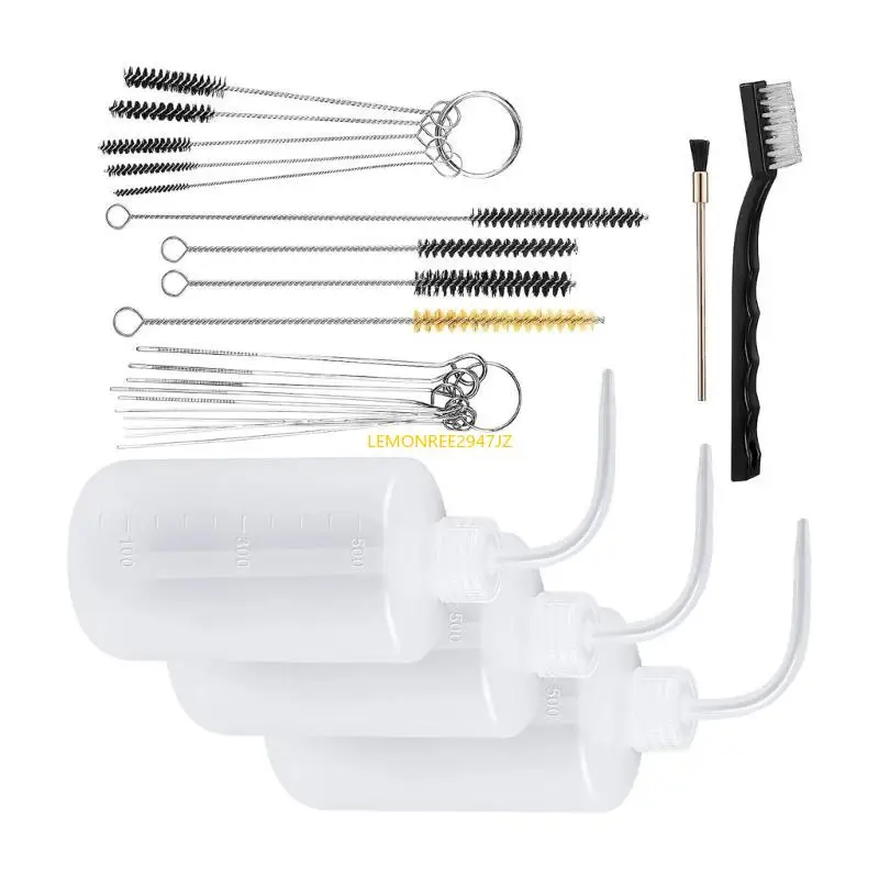 63HA 24Pieces Multipurpose Sprayer Cleaning Set with 4 Bottles and 21 Brushes for Professional Paint Practical Tool