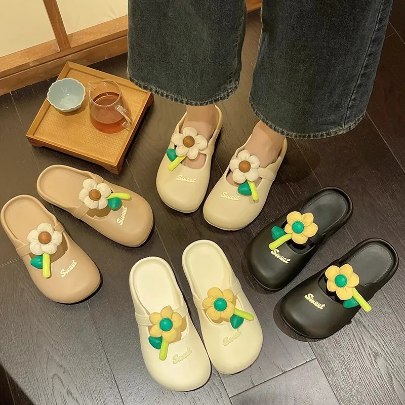 Women fashion Sandals Soft Stitching flower Ladies Sandals Comfortable Flat Sandals Women Open Toe Beach Shoes Woman Footwear