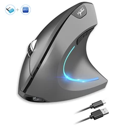 Dual Mode Ergonomic Rechargeable Vertical Mouse - Wireless with Type - C Interface (T22G)