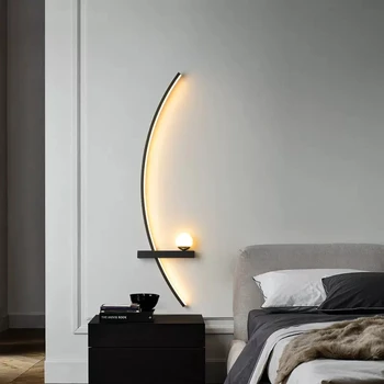 모던 LED 벽 램프, 미니멀리스트 블랙 골드 장식 벽 스콘스, 침실 머리맡 서재 홈 실내 조명, 광택 조명
