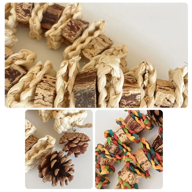 Large Bird Toy Birdcage HangingToy NaturalPinecone Block Parrot Chewing Toy Climbing Swing Toy for Lovebirds Cockatoos 4