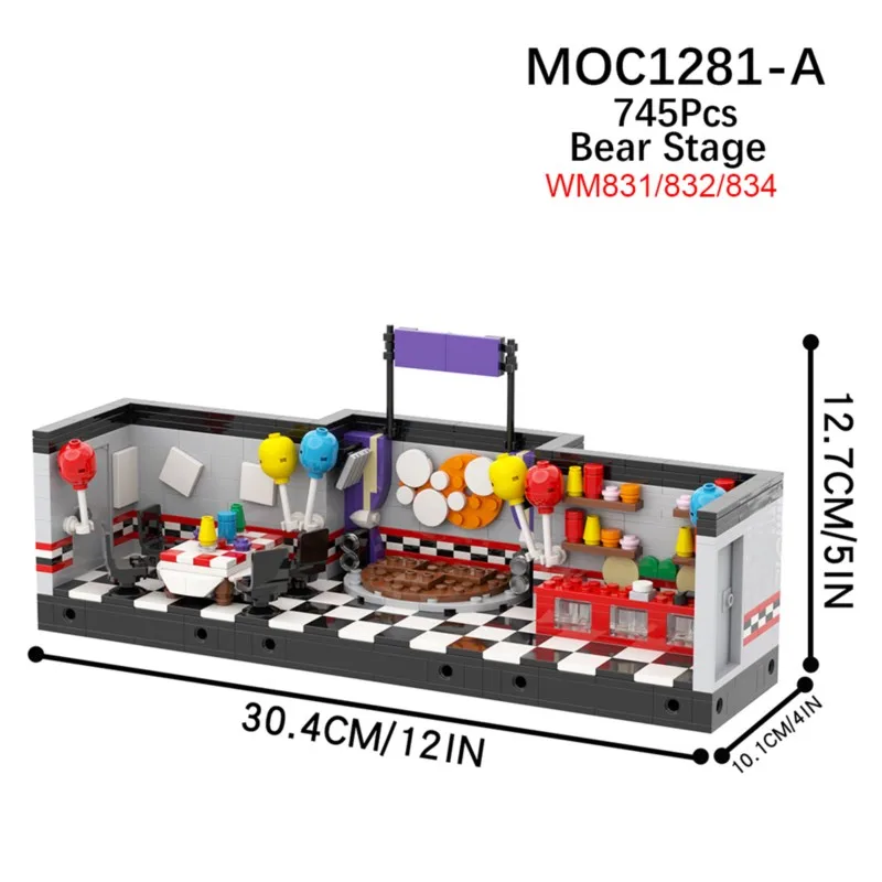 MOC1281 게임 시리즈 공포 곰 무대 애니메이션 스트리트 뷰 호환 피규어 빌딩 블록 장난감, 어린이 창의적인 선물 친구