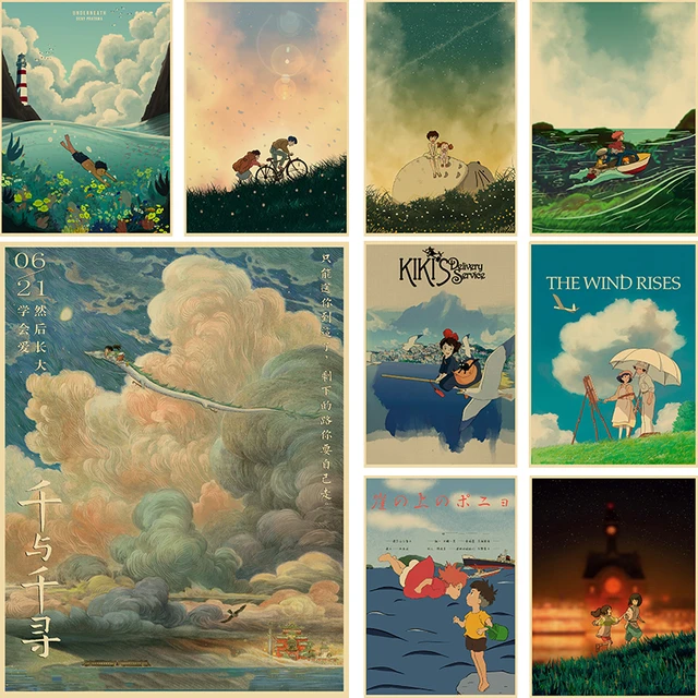 Affiches d'anime vintage à Hayao, style rétro Yazaki, Toro, Spirited Away  Ponyo, Home Room, Art Wall Decor, 73Bar - AliExpress