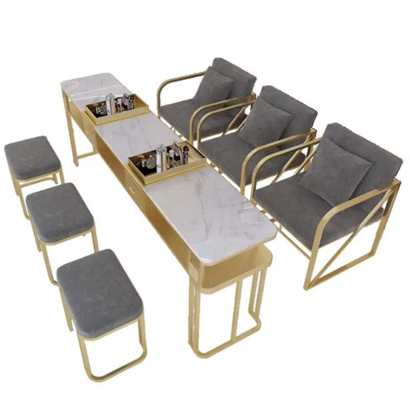 

Маникюрный Стол И Набор стульев для одного и двух человек Маникюрный Стол для трех человек роскошный мраморный Маникюрный Стол