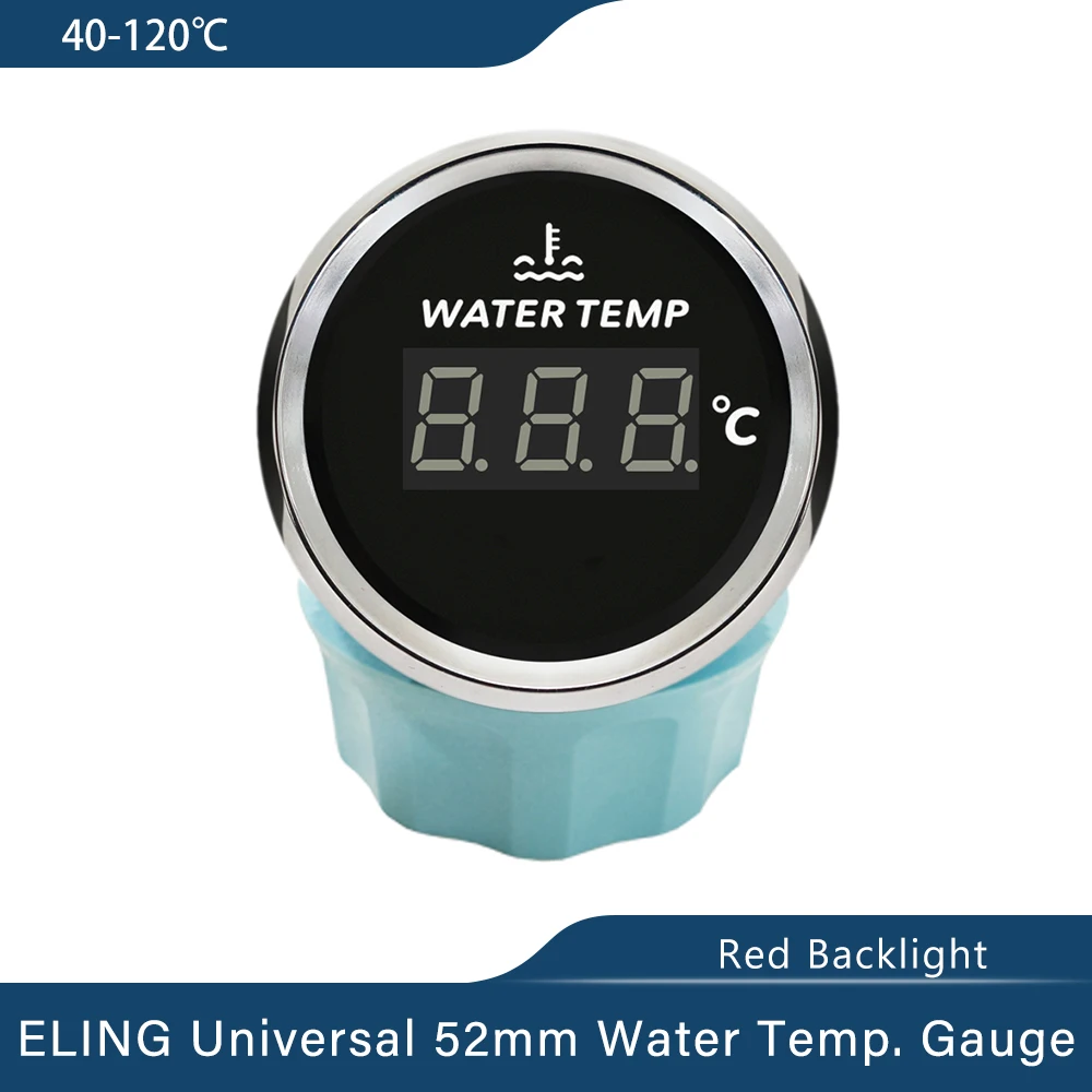 

Waterproof Marine Auto Universal 52mm Water Temp Gauge Temperature Meter 40-120℃ with Red Backlight for Car Boat Truck