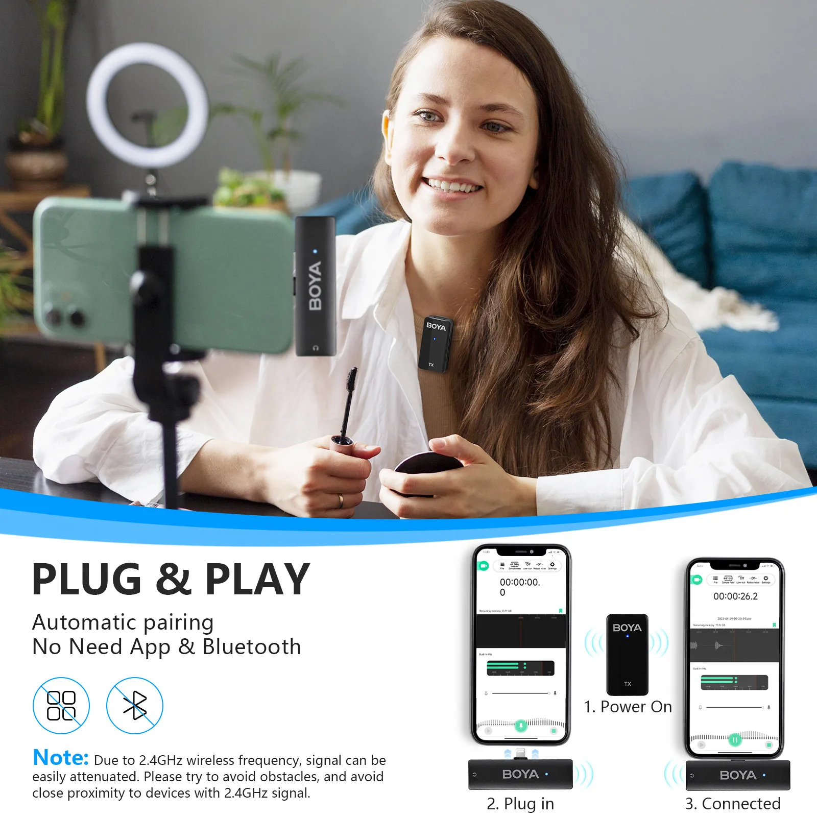 Hollyland Lark C1 Micro Cravate Sans Fil Pour Iphone-Ipad Certifié Mfi