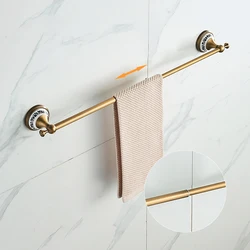 Elegant Antique Bronze Bathroom Accessories Set with Ceramic Accents - Includes Towel Shelf, Towel Holder, Toilet Paper Holder, and Robe Hook (Single Towel Bar)