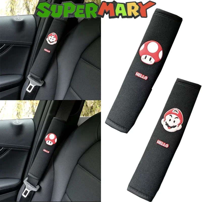 Super Mario Game Car Seat Belt Cover Cartoon Auto Seat Belt Shoulder Pad Accessori Auto Fai Da Te Cute Care Seat Cushion Protector