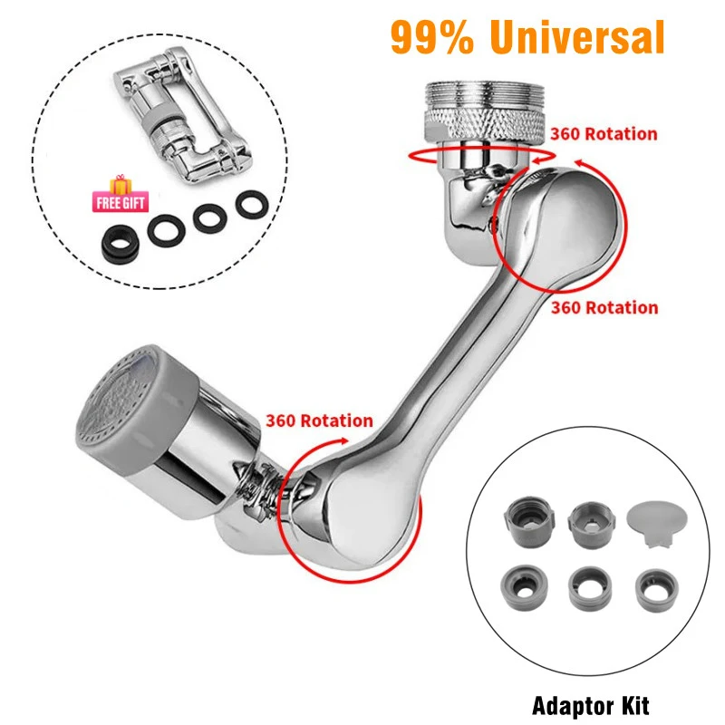 Faucet Extender Faucet Aerator Sink Faucet Extender Water Faucet Extension Pipe Faucet Extension Pipe 99% Universal 1080&deg; Rotation Extender Faucet Aerator Plastic Splash Filter Kitchen Washbasin Faucets Bubbler Nozzle Robotic Arm