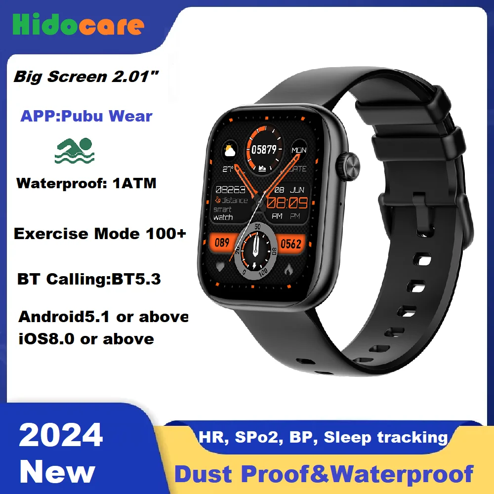 2.01 "Smartwatch Bluetooth Calling Clock Orologio Impermeabile Digital Ladies Men Nuovo 2024 Smart Watch Per Android E Apple S8