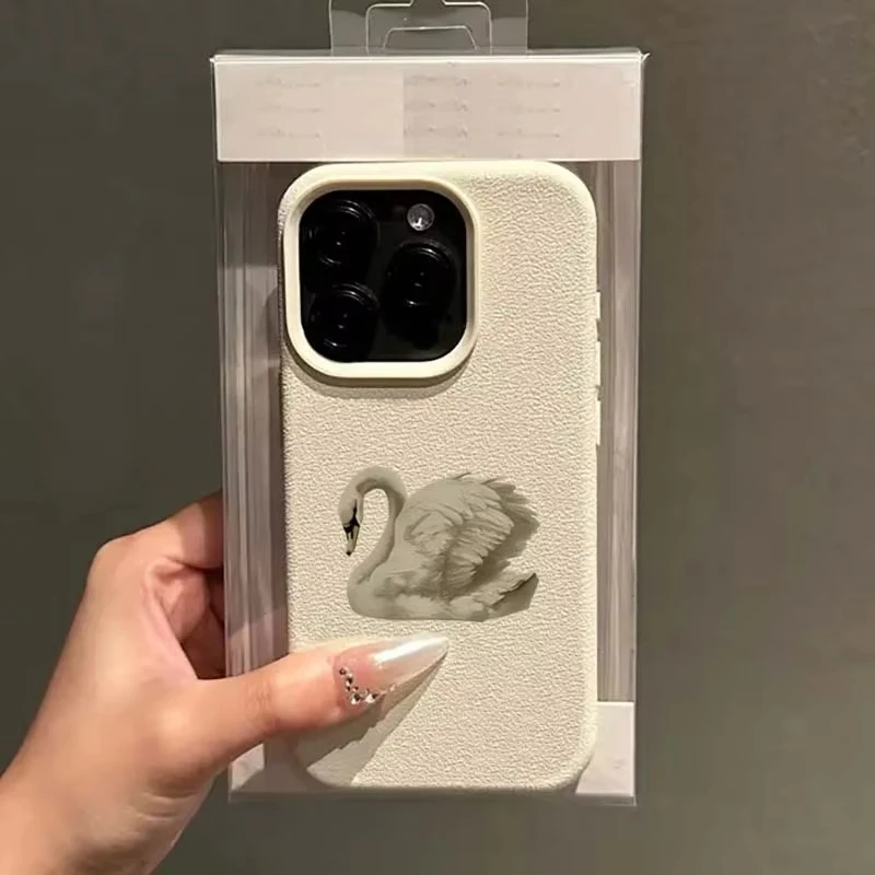 Elegant White Swan Design Shockproof Phone Case