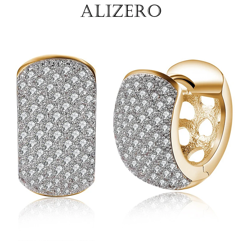 

ALIZERO 925 Sterling Silver 18K Gold All Zircon Earrings For Women Wedding Engagement Fashion Charm Party Luxury Jewelry Gift