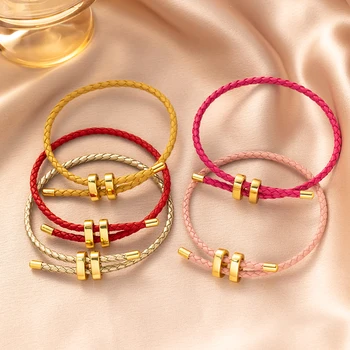 1Pcs Adjustable Braided Eight-Character Buckle Leather Bracelet For Couple Men Women Bangle Jewelry Making Accessories Wholesale