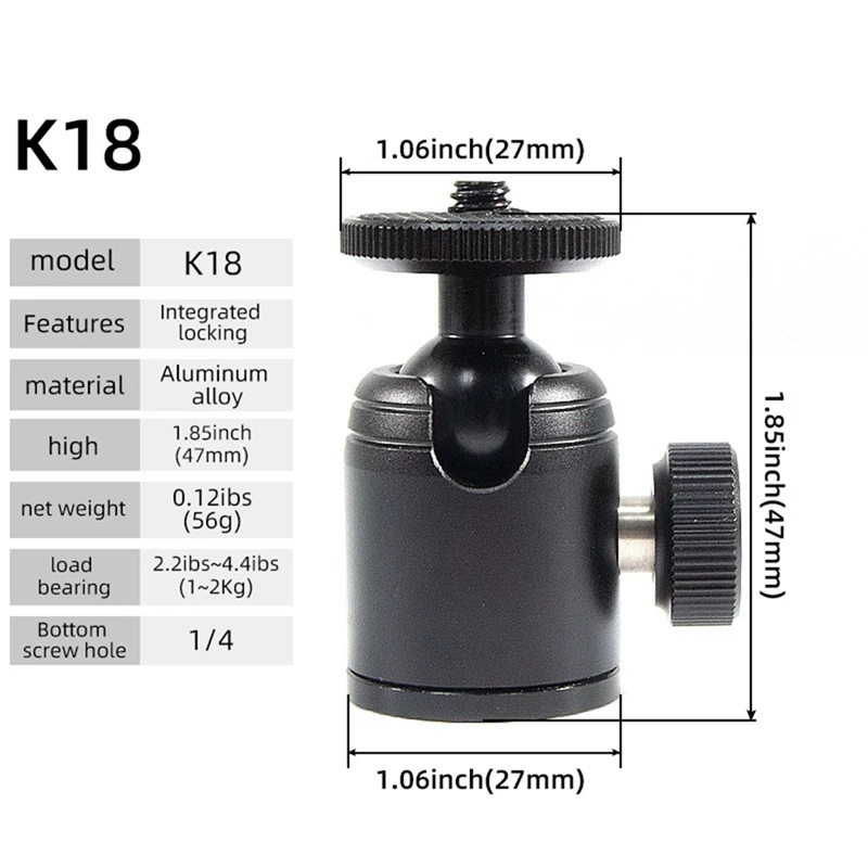 Aluminum Alloy Mini Convenient Spherical Head 360 Degree Rotating Tripod Video Panorama Head Photographic Accessories