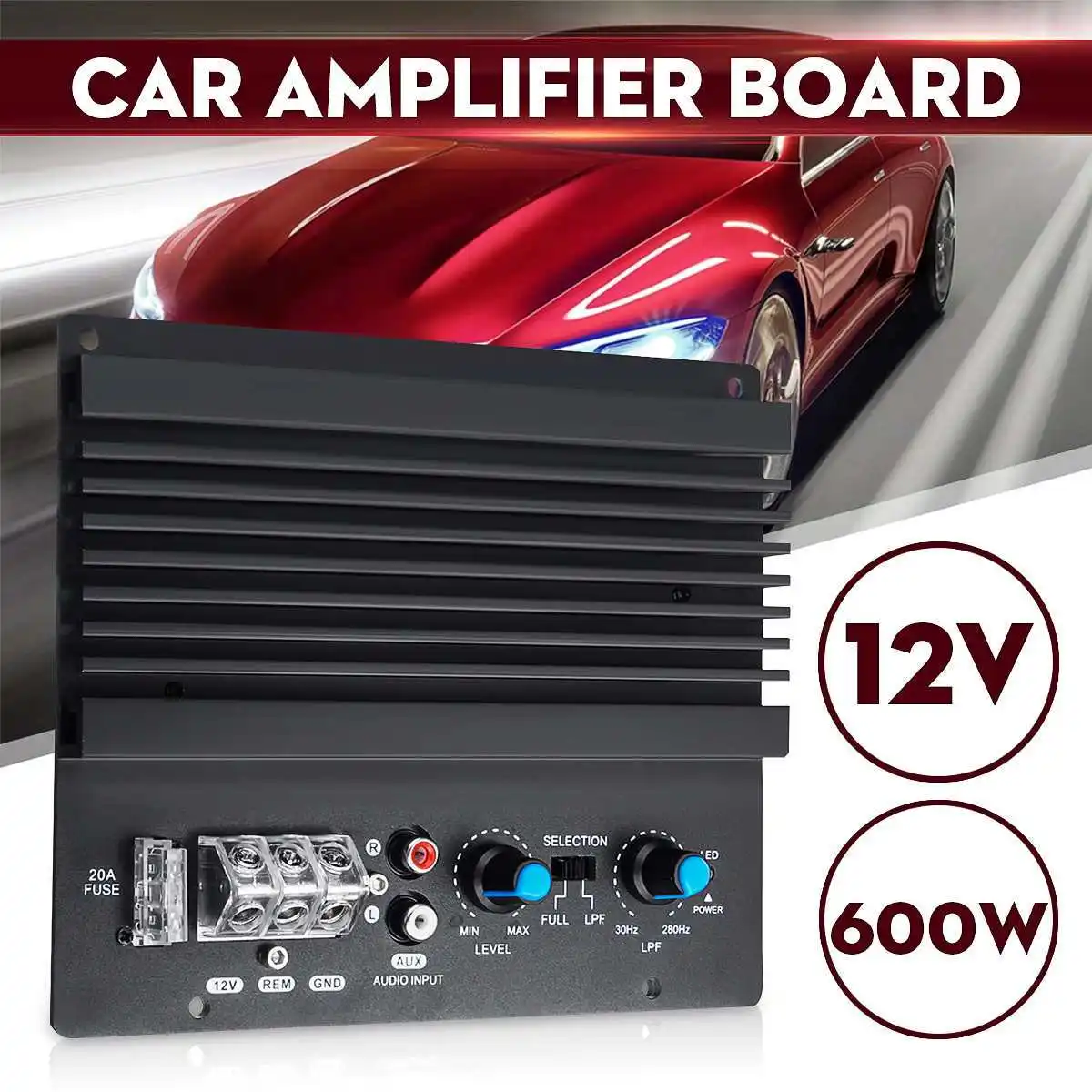 MAX600W Mono Car Audio Subwoofer Driver Power Amplifier Audio Module Car Amplifier Mono Power DC12V HIFI Audio amplifier board