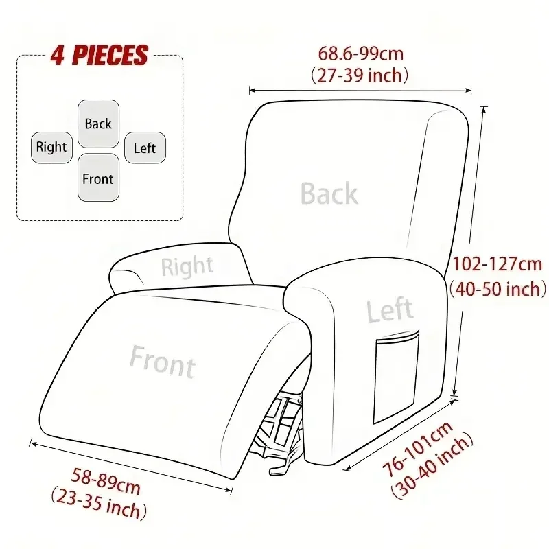 Elastic Non   Slip Recliner Chair Cover  Stretch Spandex  Ideal for Living Room Armchairs 5