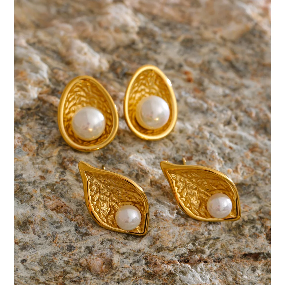 Yhpup Stainless Steel Earrings 16K Golden Plated