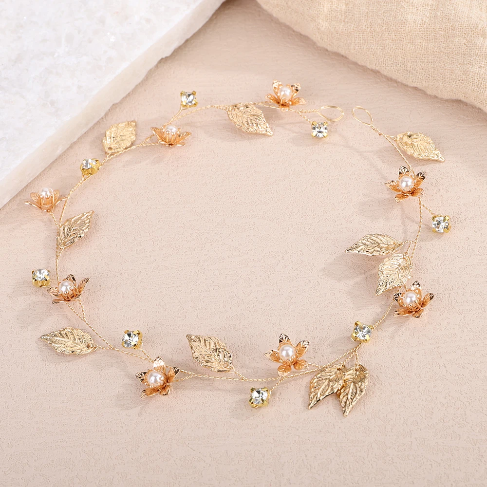 Bridal Headband Gold Leaf Wedding Headband Gold Bridal Hairpiece Wedding Headpiece rustic Hair Accessory