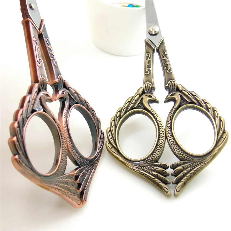 Yunxwd Vintage Broderie Ciseaux Coffret Cadeau En Bois En Acier Inoxydable Boîte À Couture Ciseaux Kit Multifonctionnel Couture Broderie Outils(Bronze