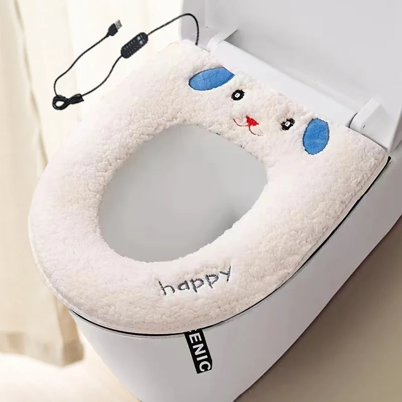 USB Comfortable Washable Toilet Cashmere Heating Seat Cover Pad Warmer For Bathroom Easy Installation WaterProof heated seat pad
