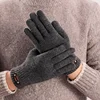 Cycling Gloves Windproof Thickened warm Comfortable knitted gloves Touch screen High-quality wool solid Winter Men motorcycle 6