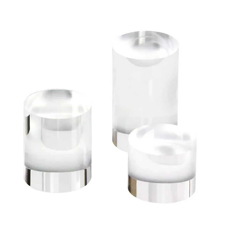 Clear Polished Acrylic Cube Cylinder Round Photo Props Boutique Jewelry Cosmetic Crafts Closet Show