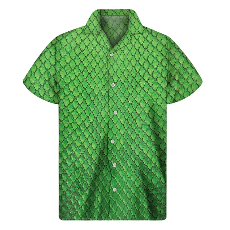 thumbnail image 1 of Camisas hawaianas con estampado 3D de piel de serpiente y pitón para hombre, camisas con botones y solapa, blusas holgadas de manga corta para calle, 1 of 5