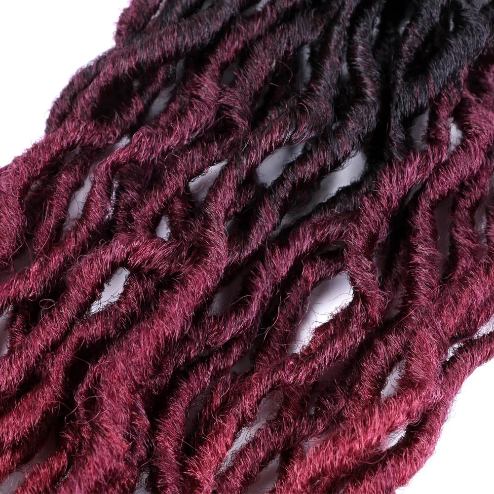 Sallyhair Faux Locs Curly Crochet Braids Hair Extensions 18 strands/pack Ombre Synthetic Braiding Hair 18inch