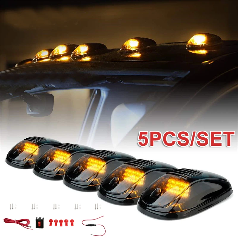 5pcs 12 Led Roof Top Lights Smoked Shell Car Roof Marker Clearance