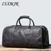 LUOKIR Men's Genuine Leather Handheld Travel Bag, First Layer Cowhide Shoulder Crossbody Gym Bag, Business Travel Luggage Bag 1