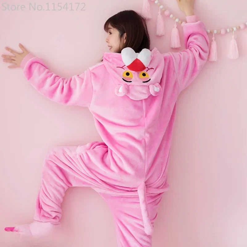 Hot Pink Leopard Unisex Kigurumi Onesie Cosplay Pajamas Anime Style Pink Leopard Kigurumi Pajamas for Cosplay