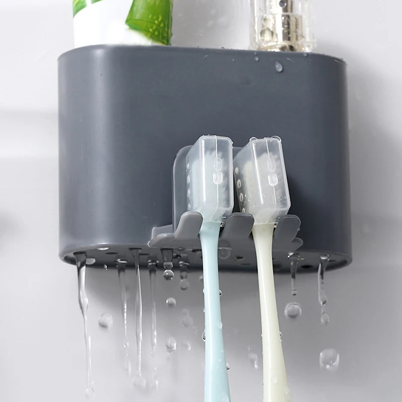 Creative Toothbrush Holder Self-adhesive Wall Mount Toothpaste Storage Rack Toothbrush Dispenser Bathroom Organizer Accessories