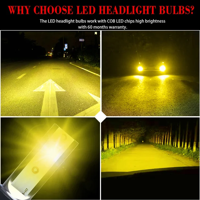 72W 16000LM Car Headlight H4 H7 H1 LED H8 H9 H11 12000K 6000K 6500K