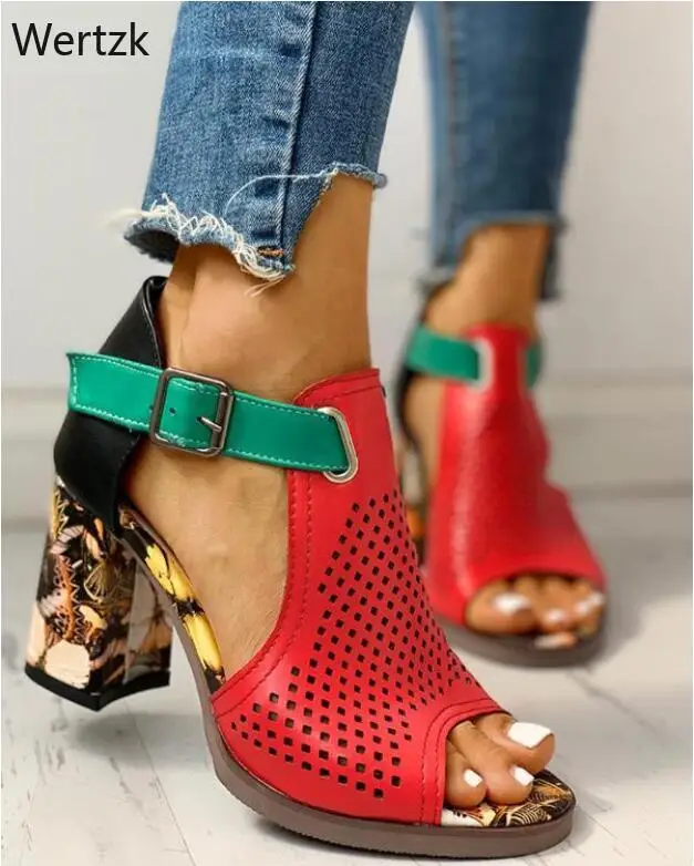 Women Sandals Summer Shoes Flock Block Heels Buckle Strap Ladies Classic  Sandals Female Fashion High Heels Zapatos De Mujer B370|High Heels| -  AliExpress