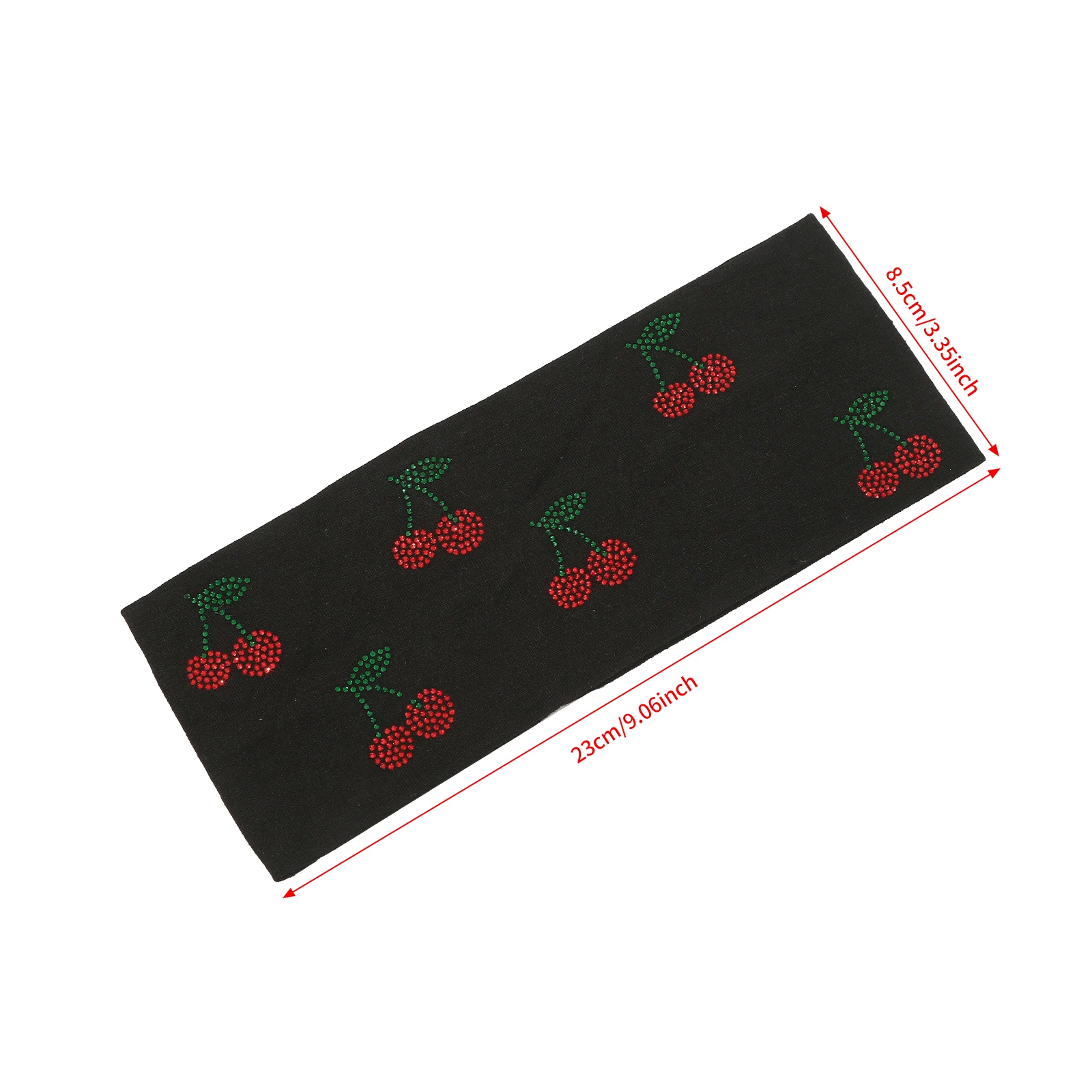 1pc Small Rhinestone Cherry Pattern Elastic Headband Women Turban Hair Bands Yoga Fashion Makeup Headwrap Hair Accessories