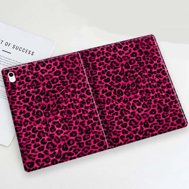 Cartoon Leopard Print Pink Glitter Tablet Case