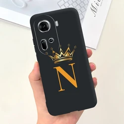 Chic Crown Letters Soft Silicone Phone Case for Oppo Reno 11 Pro (Black N)