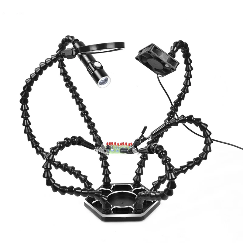 Adjustable LED Magnifying Glass Soldering Stand with Fresnel Lens