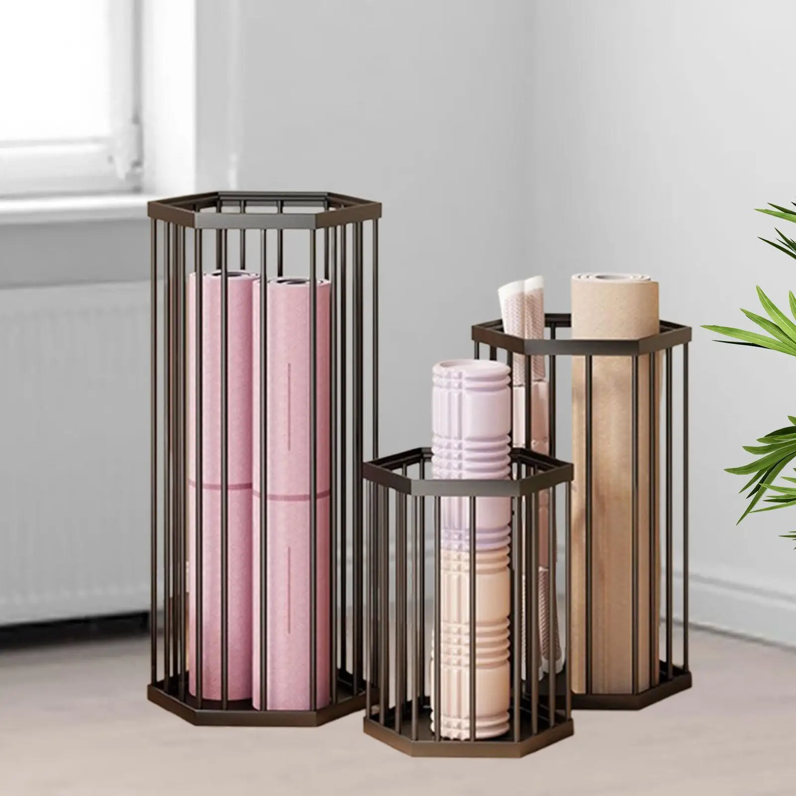 3x Yoga Mat Storage Rack Dumbbell Rack Iron Corner Shelf Home Gym Storage Rack Weight Rack for Yoga Block Kettlebells Home