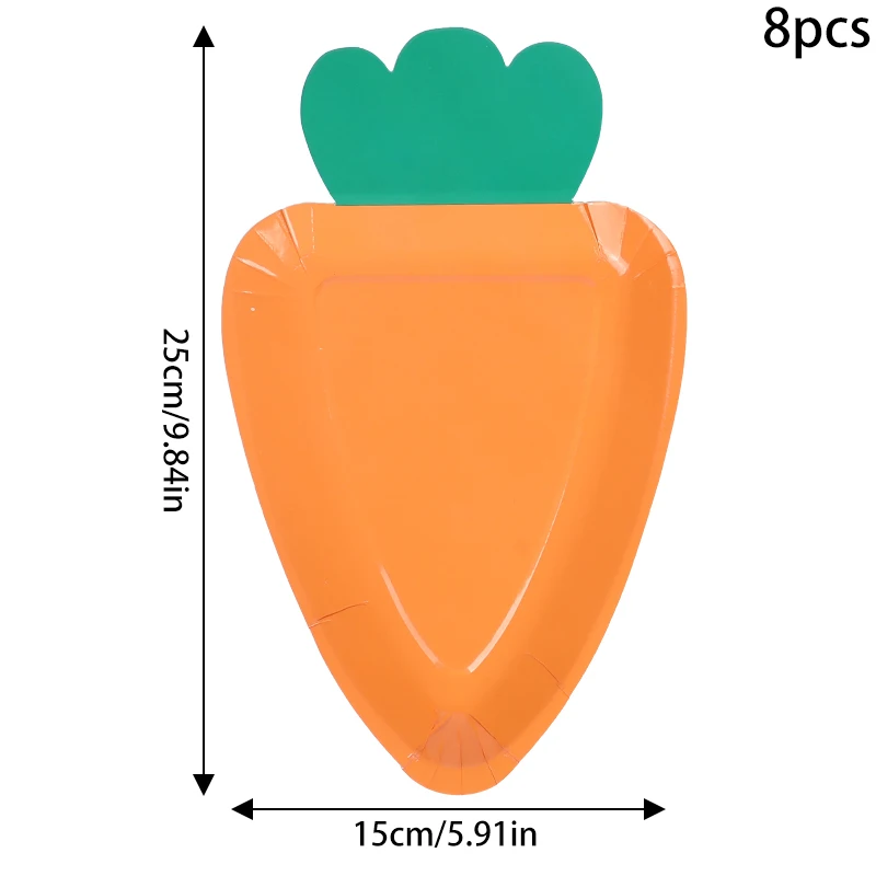 당근 모양 일회용 야채 식기, 두꺼운 종이 트레이 접시, 부활절 가정 식탁 장식 접시, 부활절 종이 접시, 8 개